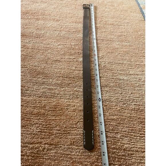 Men’s Brown Genuine Leather Belt M 31x1.5” Contrast Stitch Metal Buckle - Picture 3 of 6